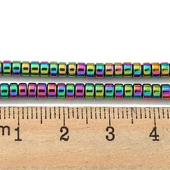 電気めっき合成非磁性ヘマタイト ビーズ 連売り  ディスク  ヒシビーズ  虹メッキ  3.5x2mm  穴：1mm  約183~188個/連  15.16''~15.67''（38.5~39.8センチメートル）&nbsp;G-K361-A06-01