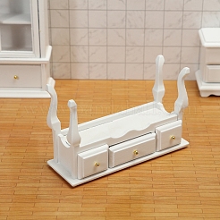 木製引き出しコンソールテーブルミニチュア装飾品  マイクロランドスケープドールハウスアクセサリー  模造小道具の装飾  ホワイト  95x65mm&nbsp;PW-WG49203-01
