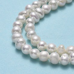 天然養殖淡水パールビーズ連売り  ポテト  ベージュ  4~5x4~5.5x4.5~5mm  穴：0.5~0.7mm  約76~81個/連  13.70~14.17インチ（34.8~36cm）&nbsp;PEAR-F018-13A-01