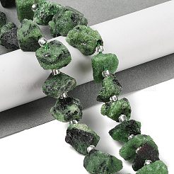天然石ルビーインゾイサイトビーズ連売り  5~18x7~20x7~17mm  穴：1.5mm  約30個/連  15.39''（39.1センチメートル）&nbsp;G-Q023-A01-01