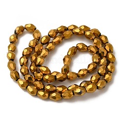 電気メッキガラスビーズセット  多面カット  ティアドロップ  金メッキ  7x5mm  穴：1mm  約65~67個/連  18~18.5インチ（45.5~46.9cm）&nbsp;X-EGLA-D017-7x5mm-3