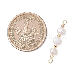 3Pcs Natural Cultured Freshwater Pearl Potato Beaded Connector Charms&nbsp;PALLOY-JF05106