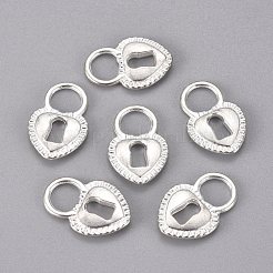 DIY合金ペンダント  ハートロック  銀  17.5x11.5x2.5mm  穴：5.5mm&nbsp;PALLOY-TAC0011-33S
