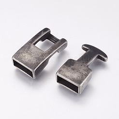 304ステンレススチールスナップロック留め具  アンティークシルバー  13x36x7mm  穴：4x10.5mm&nbsp;STAS-F144-028AS