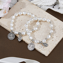 4Pcs Religious Alloy Beaded Charm Bracelets&nbsp;BJEW-DC0001-32
