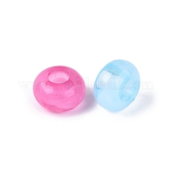 ツートンカラーの透明アクリルヨーロピアンビーズ  ロンデル  大穴ビーズ  ミックスカラー  13.5~14x8~8.5mm  穴：5.5mm  約549個/500g&nbsp;OACR-Q200-19