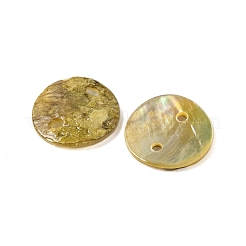 スプレー塗装された天然アコヤ貝コネクタチャーム  ディスク  ダークチソウ  13x1.2mm  穴：1mm&nbsp;BSHE-S304-17A