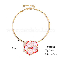 Zinc Alloy Crystal Rhinestone Enamel Pink Flower Pendant Necklaces for Women&nbsp;WGA6D06-01