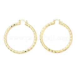 真鍮製フープピアス  18KGP本金メッキ  49x4mm  ピン：14x1.5x0.5mm&nbsp;EJEW-B117-06E-G