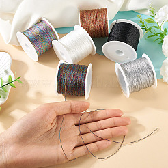 6ロール 6色6本撚りポリエステルメタリック糸  刺繍やDIYの編み込みブレスレット作りに  ミックスカラー  0.4mm  約54.68ヤード（50m）/ロール  1色/ロール&nbsp;OCOR-TA0003-11A