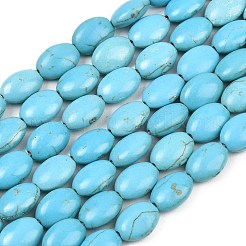 染め加工合成ターコイズオーバルビーズ連売り  ターコイズ  13x10x5mm  穴：1mm  約27個/連  約14~14.5インチ&nbsp;G-P083-89G