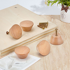 丸い木箱の引き手  キャビネットのドアハンドル家具プル  鉄ねじ付き  バリーウッド  40x20mm&nbsp;AJEW-WH0816-328