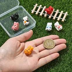 7 個 7 色の手作り磁器ビーズ  猫の形  プリントと明るい光沢  ミックスカラー  17.5~21.5x13.5~15.5x13.5~20mm  穴：2~2.6mm  1pc /カラー&nbsp;PORC-CJ0001-45