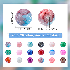 360Pcs 18 Colors Drawbench Glass Round Beads&nbsp;GLAD-SC0001-01