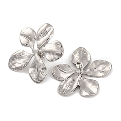 変色しにくい304ステンレススチール製スタッドピアス（女性用）  五弁の花  ステンレス鋼色  35x40mm&nbsp;EJEW-Z057-02P