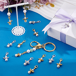40Pcs 2 Colors Glass Pearl & Alloy Angel Pendant Decorations&nbsp;HJEW-PH02265