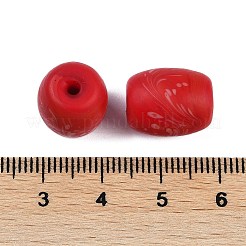 不透明な手作りのランプワーク ビーズ  ドラム  レッド  14.5-15x11.5-12mm  穴：2mm&nbsp;BLOW-D006-02B