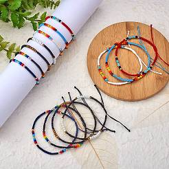 14Pcs 14 Style Glass Seed & 303 Stainless Steel Braided Bead Bracelets and Anklets Set&nbsp;SJEW-SW00003-07