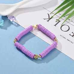 Handmade Polymer Clay Heishi Beads Stretch Bracelets&nbsp;BJEW-JB05621-01