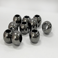 レジンヨーロピアンビーズ  大穴ビーズ  ロンデル  ブラック  10x8mm  穴：5mm&nbsp;RESI-E027-13
