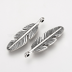 合金のチベット風チャーム  羽  カドミウムフリー＆鉛フリー  アンティークシルバー  28x8.5x2mm  穴：1.5mm  約720個/1000g&nbsp;TIBEP-Q078-27AS-RS