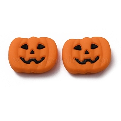 ハロウィーン食品グレードの環境に優しいシリコーンビーズ  カボチャのハロウィーンのカボチャのちょうちん  21x27x8mm  穴：2mm&nbsp;SIL-WH0013-27B