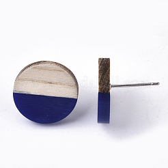 Resin & Wood Stud Earrings&nbsp;EJEW-N017-003A-C01