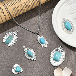 6Pcs 6 Styles Dyed Synthetic Turquoise Pendants&nbsp;STAS-SZ0003-81