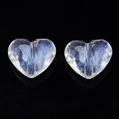 透明なアクリルビーズ  グリッターパウダー  ハート  透明  16x19.5x11mm  穴：2mm&nbsp;X-OACR-N008-090