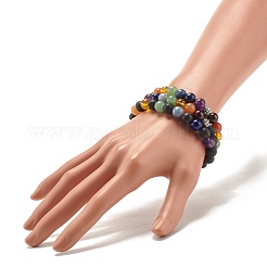 Natural Mixed Stone Round Beads Stretch Bracelets Set&nbsp;BJEW-JB07469