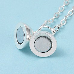 ケーブル安全チェーン付き真鍮磁気クラスプ  長持ちメッキ  鉛フリー＆カドミウムフリー  ラウンド  銀  98mm&nbsp;KK-F839-036S