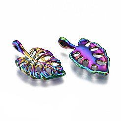 レインボーカラーアロイペンダント  カドミウムフリー＆鉛フリー  葉  18x10x1.5mm  穴：1.6mm&nbsp;PALLOY-S180-073-RS