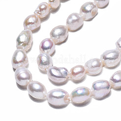 天然養殖淡水パールビーズ連売り  研磨両側  乳白色  7~13x7~8x4.5~7mm  穴：0.7mm  約37~39個/連  13.78インチ〜14.17インチ（35~36cm）&nbsp;PEAR-N014-07F