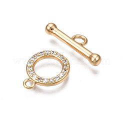 Brass Micro Pave Clear Cubic Zirconia Toggle Clasps&nbsp;KK-Q278-014-NF
