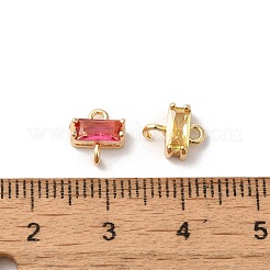 真鍮パヴェガラスコネクターチャーム  ニッケルフリー  矩形リンク  ゴールドカラー  ミックスカラー  8x7.5x4mm  穴：1.2mm&nbsp;KK-C062-029G