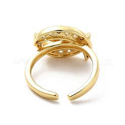 Clear Cubic Zirconia Moon & Star Open Cuff Ring&nbsp;RJEW-C055-03G