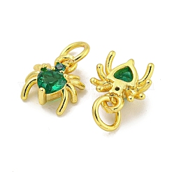 Rack Plating Brass Micro Pave Cubic Zirconia Spider Charms&nbsp;ZIRC-I065-02E