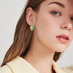 Cubic Zirconia Snake Hoop Earrings with Enamel&nbsp;EJEW-SZ0001-87B