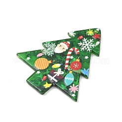 クリスマスアクリルパーツ  グリッターパウダー付き  クリスマスツリー  41.5x36.5x2.5mm  穴：1.8mm&nbsp;OACR-D317-01B