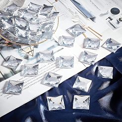 特大ジュエリーステッカー40枚  カボションカットのアクリルラインストーンスティック  自己接着剤付き  正方形  クリスタル  30x30x7mm&nbsp;TACR-FG0001-09