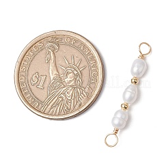 Natural Cultured Freshwater Pearl Rice Beaded Connector Charms&nbsp;X-PALLOY-JF03703