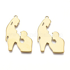 イオンプレーティング（IP）201ステンレスペンダント  家族  18KGP本金メッキ  37x24x1mm  穴：2mm&nbsp;LS-STAS-N098-068LG