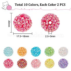 20Pcs 10 Colors AB Color Plated Acrylic Rhinestone Beads&nbsp;OACR-PH0004-01