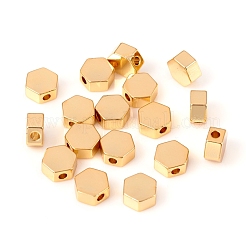 真鍮ビーズ  六角  長持ちメッキ  18KGP本金メッキ  5.5x6.5x3mm  穴：1.5mm&nbsp;KK-E787-04G