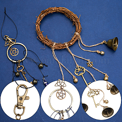 2Pcs 2 Style Rattan & Alloy Witch Bells for Door Knob&nbsp;AJEW-GF0008-21
