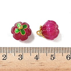 ガラスチャーム  カボチャ  黄金の合金エナメルパーツと  ファイヤーブリック  14.5x13mm  穴：1.5mm&nbsp;GLAA-P072-04G-07