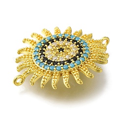 Rack Plating Brass Micro Pave Colorful Cubic Zirconia Sun Links Connector Charms&nbsp;KK-H485-26G
