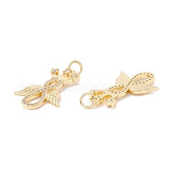 Brass Micro Pave Clear Cubic Zirconia Pendants&nbsp;ZIRC-P098-09G