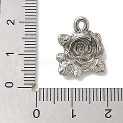 変色防止304ステンレススチールペンダント  ローズチャーム  ステンレス鋼色  18x14x4mm  穴：1.4mm&nbsp;STAS-Q334-56P
