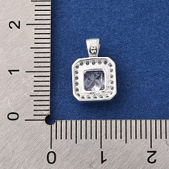 925 Sterling Silver Pave Clear Cubic Zirconia Square Charms&nbsp;STER-D304-05S